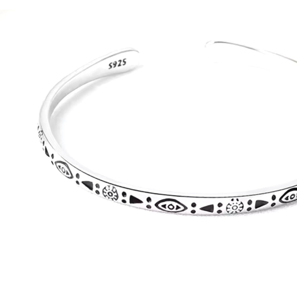 NEW Men’s Unisex Engraved 925 Sterling Silver Adjustable Cuff Bracelet - Picture 4 of 16